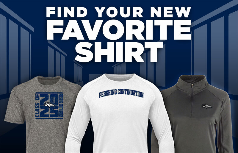 Pershing Continuation  Mustangs Find Your Favorite Shirt - Dual Banner