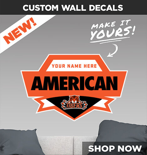 American School For The Deaf Tigers official sideline store Make It Yours: Wall Decals - Dual Banner