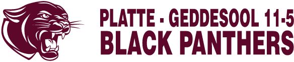PLATTE-GEDDES COMMUNITY HIGH SCHOOL 11-5 Sideline Store BLACK PANTHERS (PLATTE, SOUTH DAKOTA) Spirit Apparel & Accessories Store