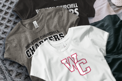 WINSTON CHURCHILL HIGH SCHOOL CHARGERS Tees (Option 1) Banner
