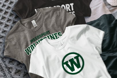 WEEDSPORT CENTRAL HIGH SCHOOL WOLVERINES Tees (Option 1) Banner
