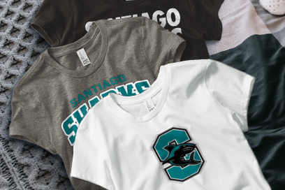 SANTIAGO HIGH SCHOOL SHARKS Tees (Option 1) Banner