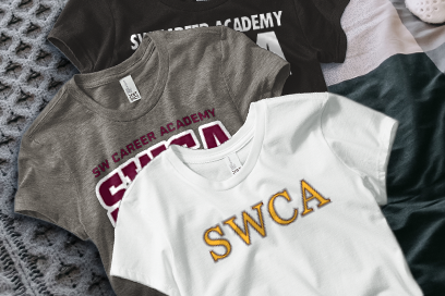 SOUTH-WESTERN CAREER ACADEMY SWCA Tees (Option 1) Banner