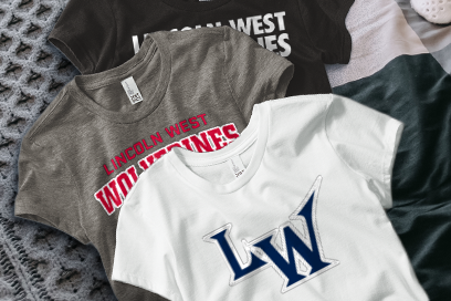 LINCOLN WEST HIGH SCHOOL WOLVERINES Tees (Option 1) Banner