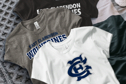EAST CLARENDON HIGH SCHOOL WOLVERINES Tees (Option 1) Banner