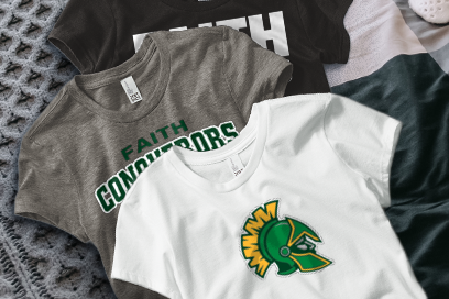 FAITH CHRISTIAN ACADEMY CONQUERORS Tees (Option 1) Banner