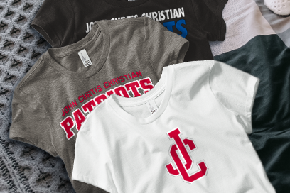 JOHN CURTIS CHRISTIAN HIGH SCHOOL PATRIOTS Tees (Option 1) Banner