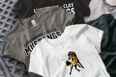 LYNCHBURG-CLAY HIGH SCHOOL MUSTANGS Tees (Option 1) Banner