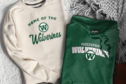 WEEDSPORT CENTRAL HIGH SCHOOL WOLVERINES Sweatshirts (Option 3) Banner