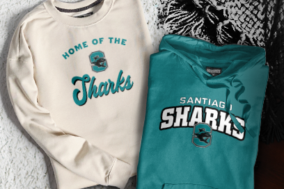 SANTIAGO HIGH SCHOOL SHARKS Sweatshirts (Option 3) Banner