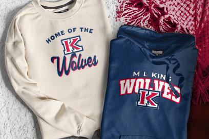 M L KING HIGH SCHOOL WOLVES Sweatshirts (Option 3) Banner