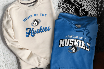 HANFORD WEST HIGH SCHOOL HUSKIES Sweatshirts (Option 3) Banner