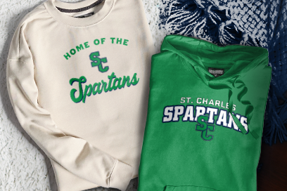ST. CHARLES HIGH SCHOOL SPARTANS Sweatshirts (Option 3) Banner
