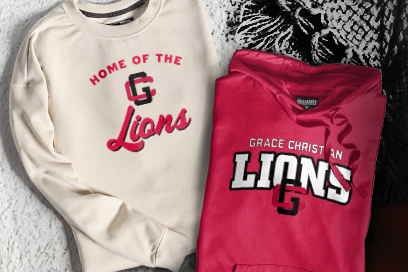 GRACE CHRISTIAN ACADEMY LIONS Sweatshirts (Option 3) Banner