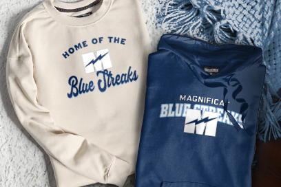 MAGNIFICAT Blue Streaks Sweatshirts (Option 3) Banner