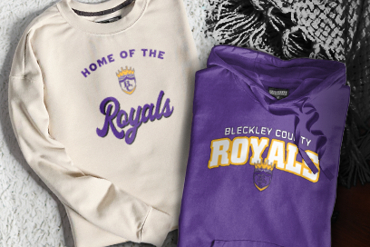 BLECKLEY COUNTY HIGH SCHOOL ROYALS Sweatshirts (Option 3) Banner