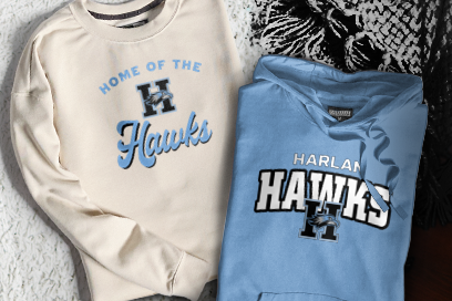 JOHN M. HARLAN HIGH SCHOOL Hawks Sweatshirts (Option 3) Banner