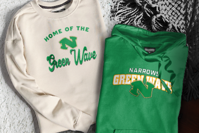 NARROWS HIGH SCHOOL GREEN WAVE Sweatshirts (Option 3) Banner