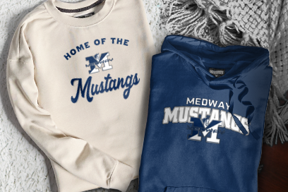 MEDWAY HIGH SCHOOL MUSTANGS Sweatshirts (Option 3) Banner