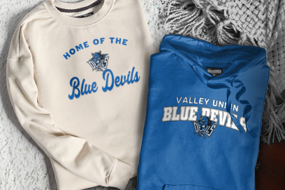VALLEY UNION HIGH SCHOOL BLUE DEVILS Sweatshirts (Option 3) Banner
