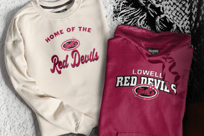LOWELL HIGH SCHOOL RED DEVILS Sweatshirts (Option 3) Banner