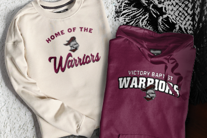 Victory Baptist  Warriors Sweatshirts (Option 3) Banner