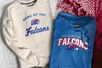Weld County  Re 10 - J Falcons Sweatshirts (Option 3) Banner