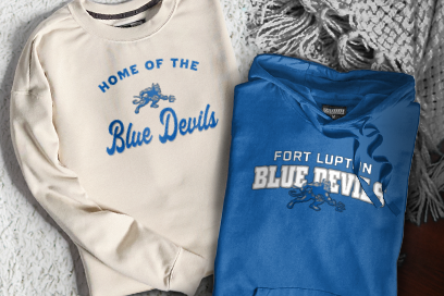 Fort Lupton  Blue Devils Sweatshirts (Option 3) Banner