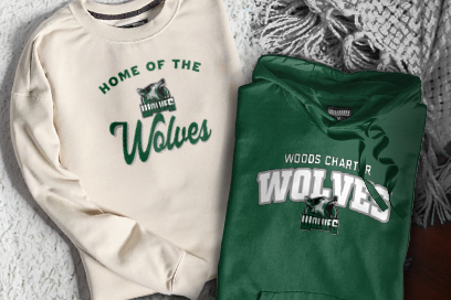 Woods Charter  Wolves Sweatshirts (Option 3) Banner