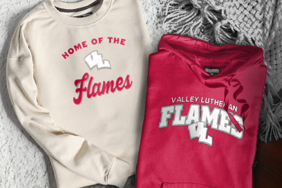 Valley Lutheran  Flames Sweatshirts (Option 3) Banner