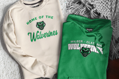WILBER-CLATONIA HIGH SCHOOL WOLVERINES Sweatshirts (Option 3) Banner