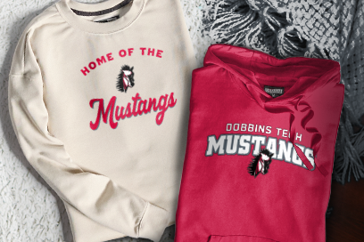 DOBBINS TECH HIGH SCHOOL MUSTANGS Sweatshirts (Option 3) Banner