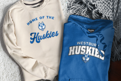 WESTBURY HIGH SCHOOL HUSKIES Sweatshirts (Option 3) Banner