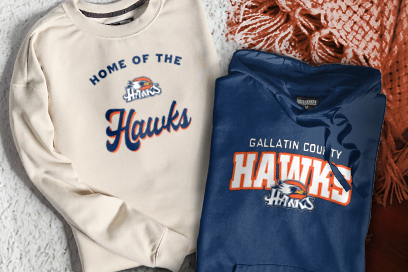 GALLATIN COUNTY HIGH SCHOOL HAWKS Sweatshirts (Option 3) Banner