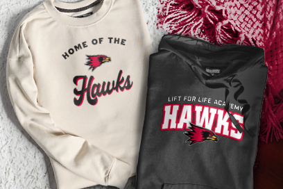 LIFT FOR LIFE ACADEMY HIGH SCHOOL HAWKS Sweatshirts (Option 3) Banner