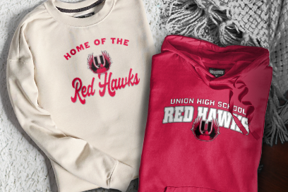 UNION HIGH SCHOOL RED HAWKS Sweatshirts (Option 3) Banner